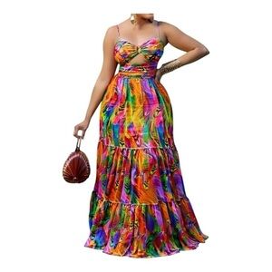 Vibrant Multicolor Maxi Dress See Pictures For Measurements NWT